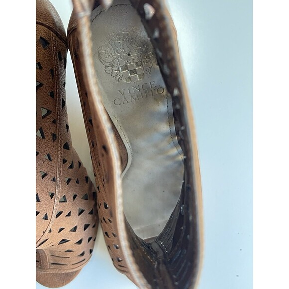 Vince Camuto Womens 9.5‎ Kachina Brown Leather Open Toe High Heel Booties W/box - Picture 9 of 14